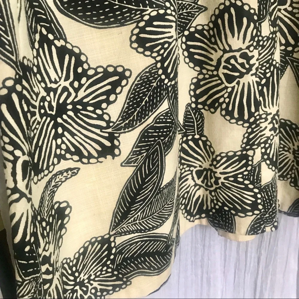 J. Crew Black and Cream Floral Sleeveless Fit-and-Flare Dress Size 2